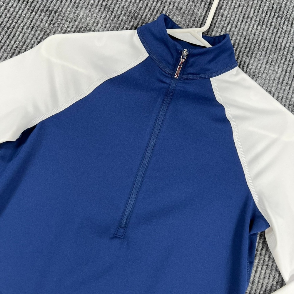 Jofit Pullover Shirt Womens XS Extra Small Blue White Long Sleeve 1/2 Mock Golf